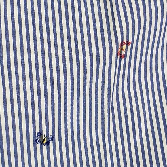 Talbots Shirt Women's Button Down Long Sleeve Blue Size 2X Butterfly Striped - Picture 6 of 9